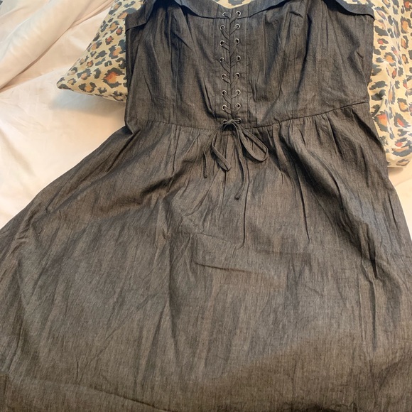 City chic sweet feel lace up chambray swing dress - Picture 4 of 5